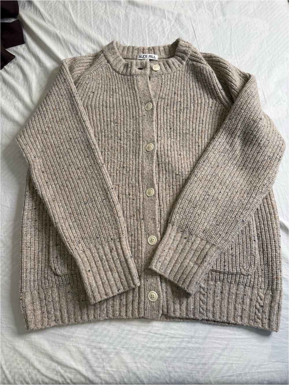 Alex Mill Women's Neutral Ribbed Button-Front Cardigan